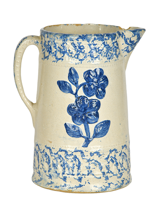 Wild Rose Blue & White Stoneware Pitcher
